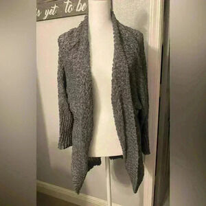 SHEIN open front waterfall cardigan long sleeves in gray women’s size Large EUC